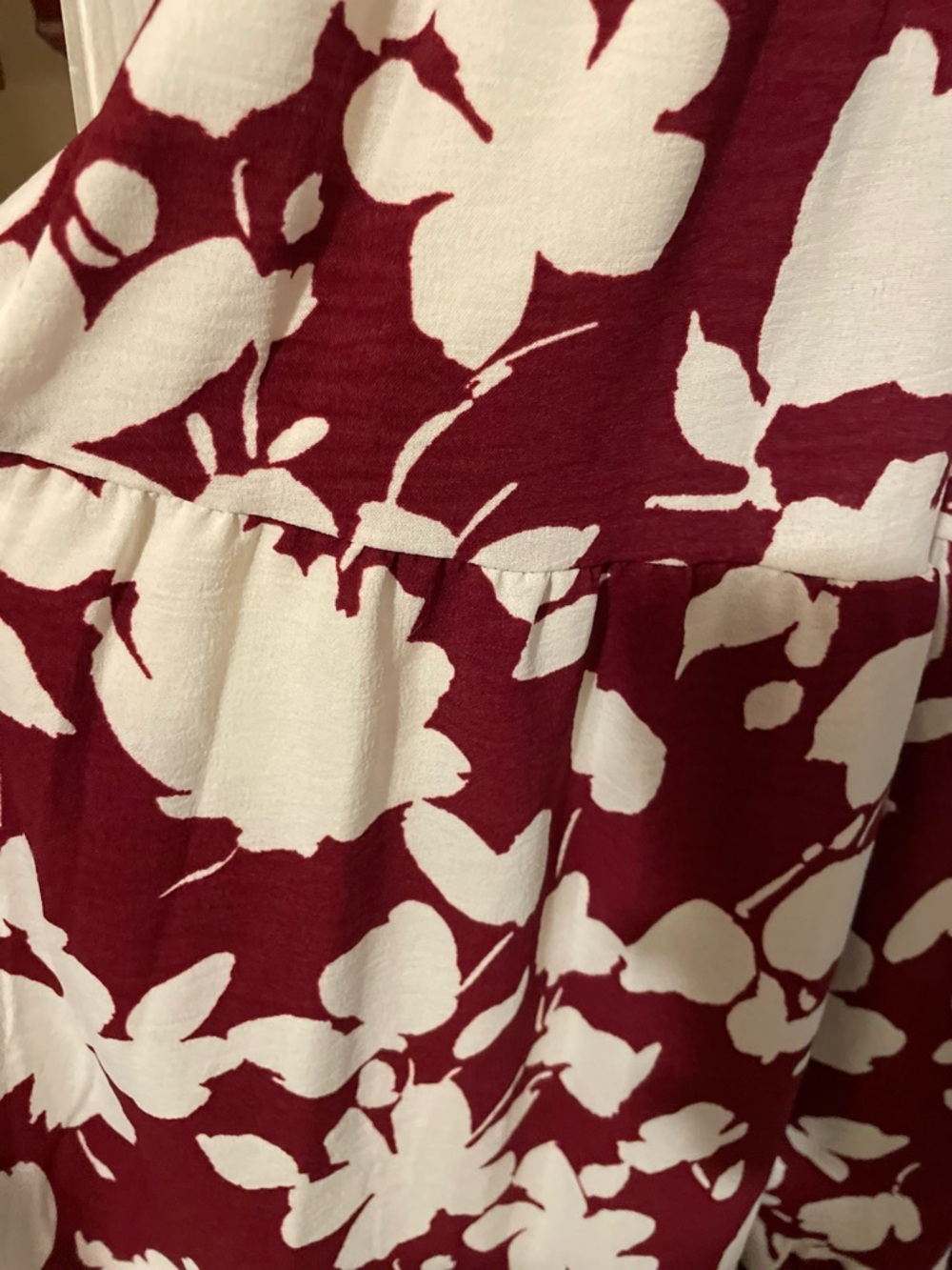 Floral Burgundy Wrap Maxi Dress with Elastic Waist - Picture 3 of 3